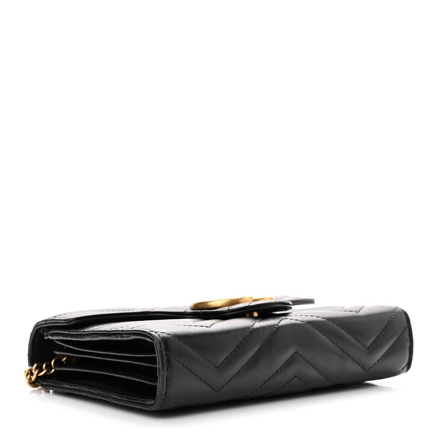 Gucci Calfskin Matelasse GG Marmont Chain Wallet Black 4 of 10