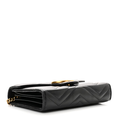 Gucci Calfskin Matelasse GG Marmont Chain Wallet Black 4 of 10