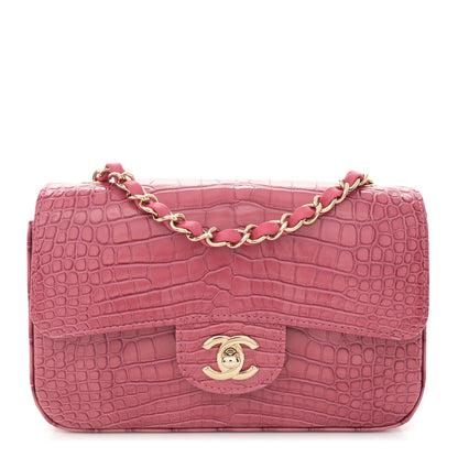 Chanel Shiny Alligator Mini Rectangular Flap Pink 1 of 12