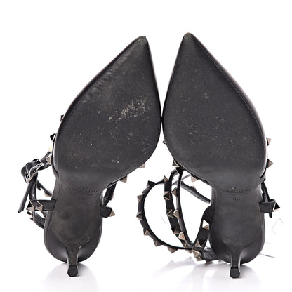 Valentino Garavani Nappa Rockstud Ankle Strap Low Heel Pumps 36 Black 7 of 14