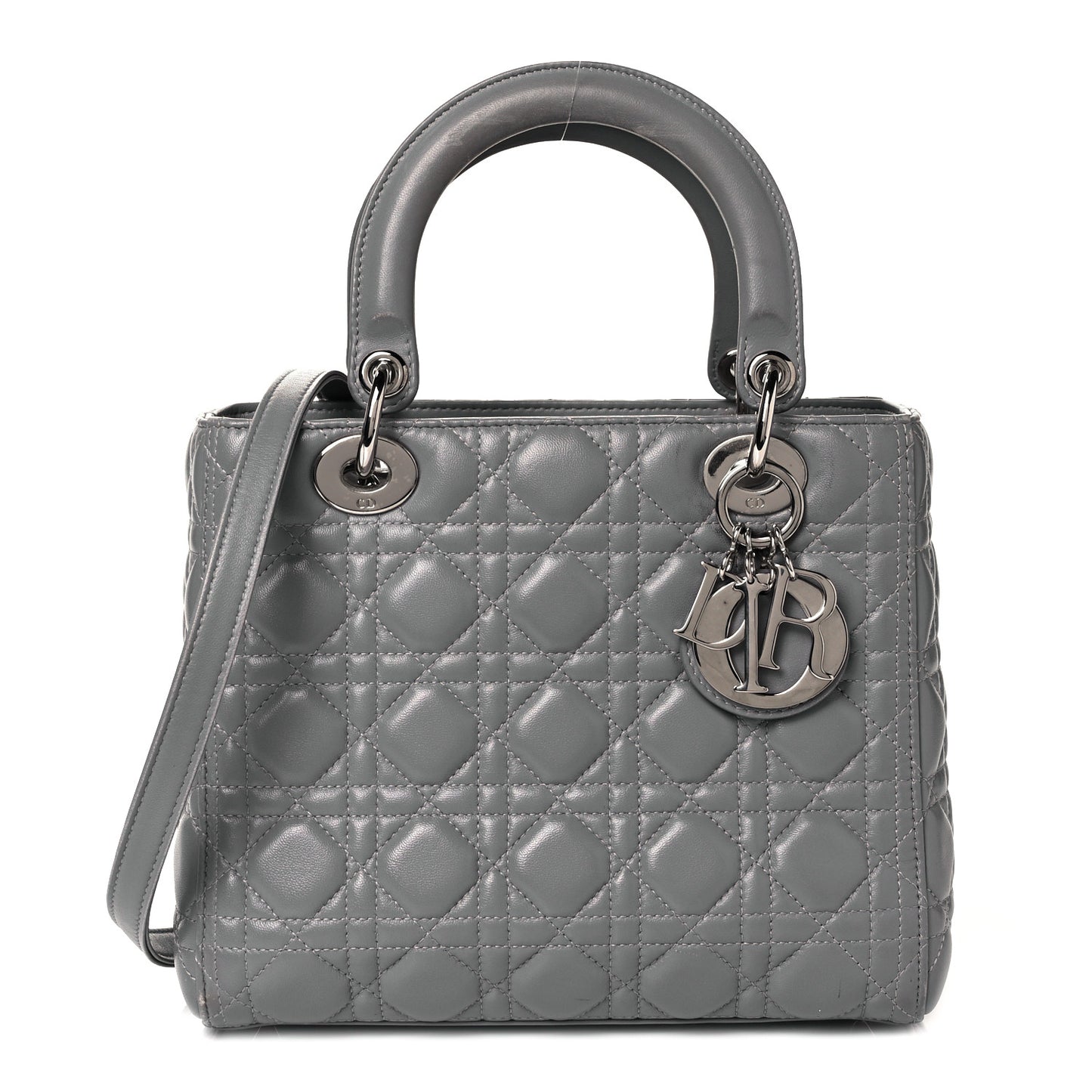 Lambskin Cannage Medium Lady Dior Grey