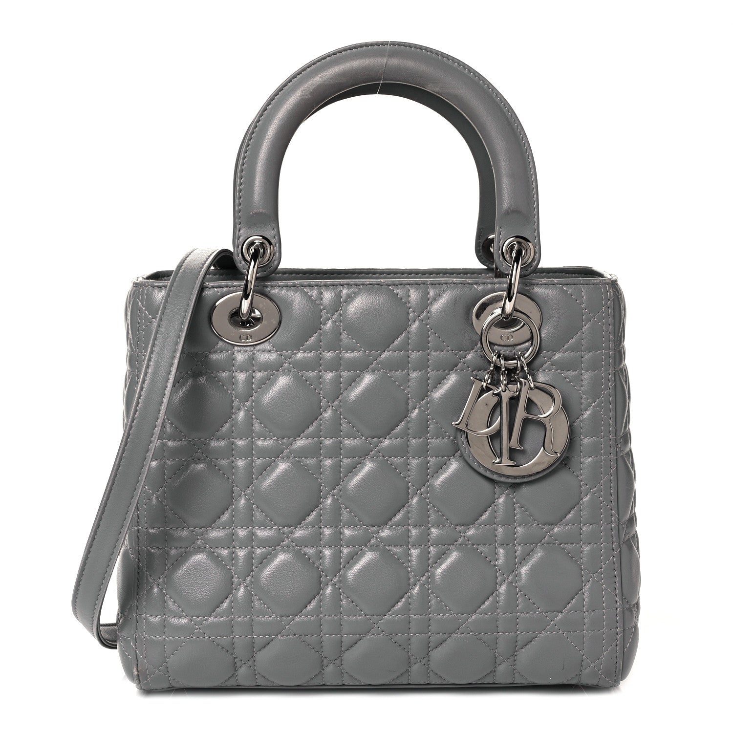 Christian Dior Lambskin Cannage Medium Lady Dior Grey 1 of 9