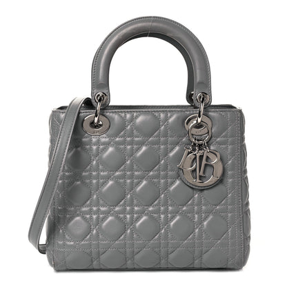 Christian Dior Lambskin Cannage Medium Lady Dior Grey 1 of 9