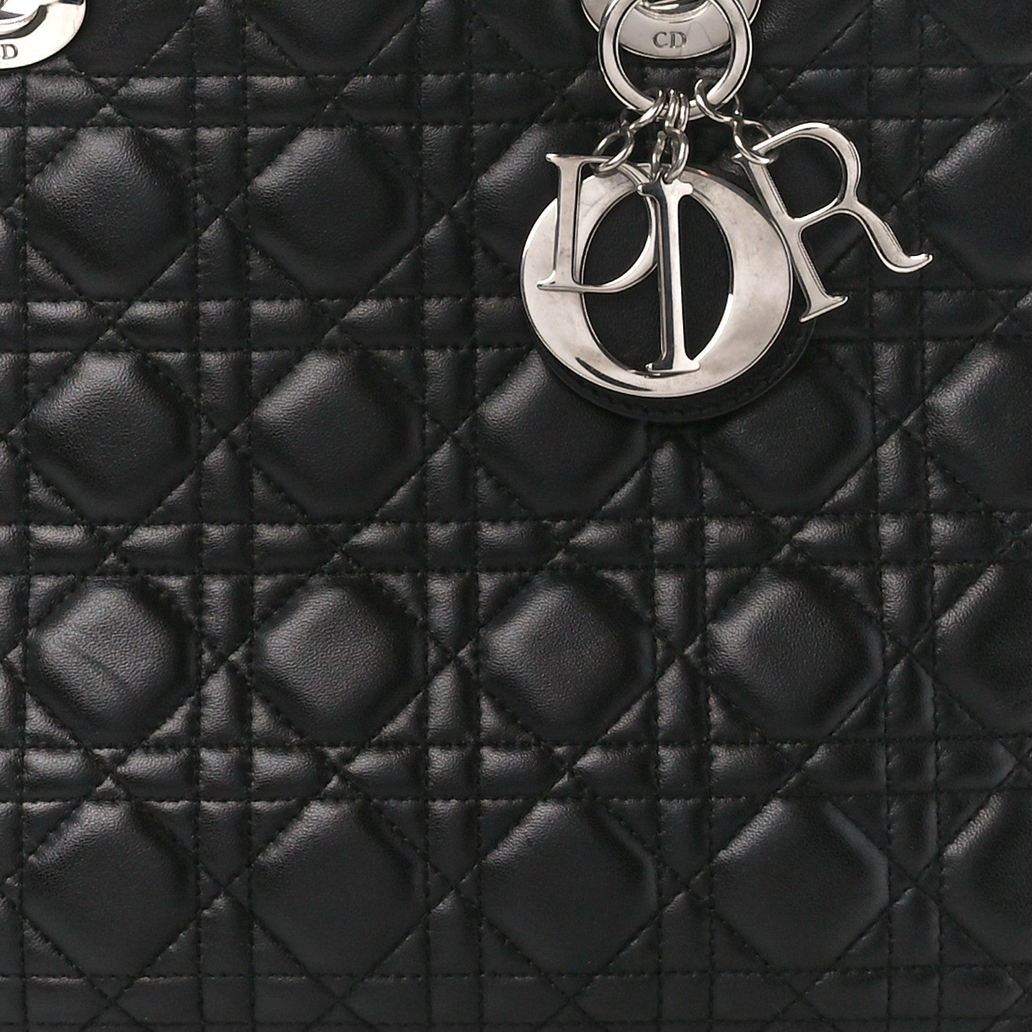 Christian Dior Lambskin Cannage Large Lady Dior Black 9 of 11