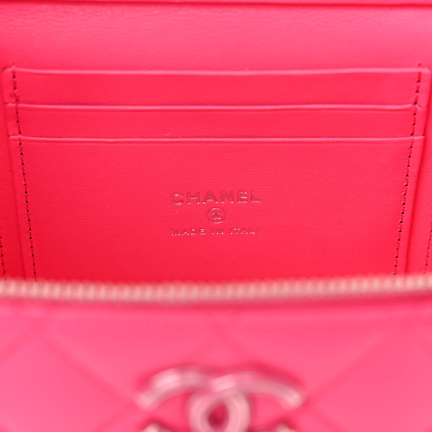 Chanel Lambskin Enamel Quilted Top Handle Clutch With Chain Fuchsia 6 of 10