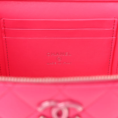 Chanel Lambskin Enamel Quilted Top Handle Clutch With Chain Fuchsia 6 of 10