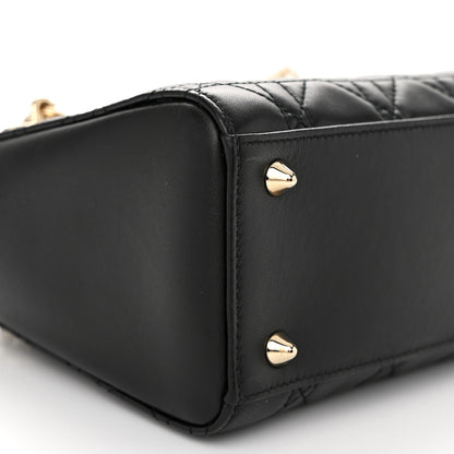 Christian Dior Lambskin Cannage Lady Dior Double Chain Bag Black 9 of 11