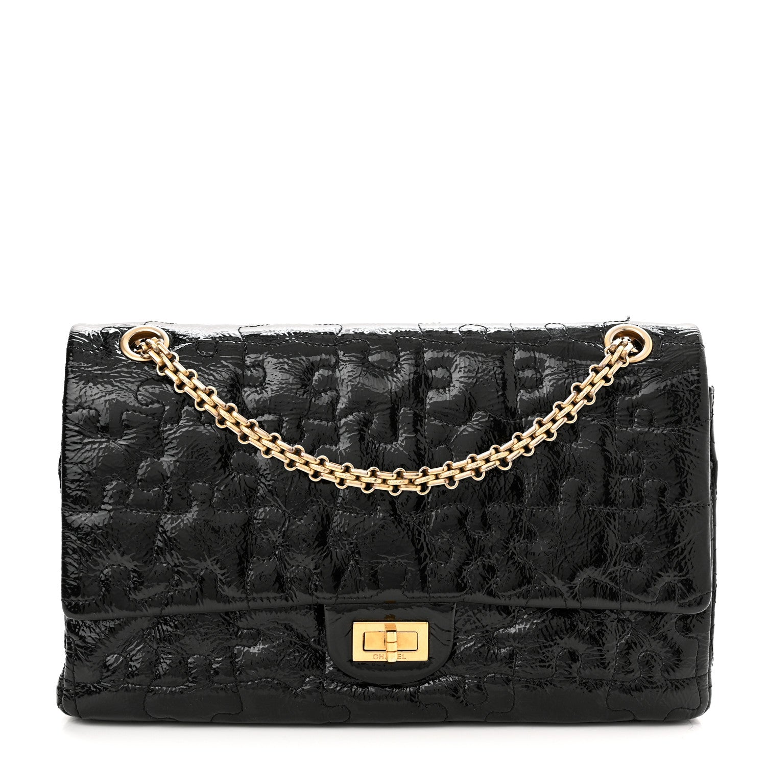 Chanel Crackled Patent Calfskin Puzzle 2.55 Reissue 226 Flap Black 1 of 11