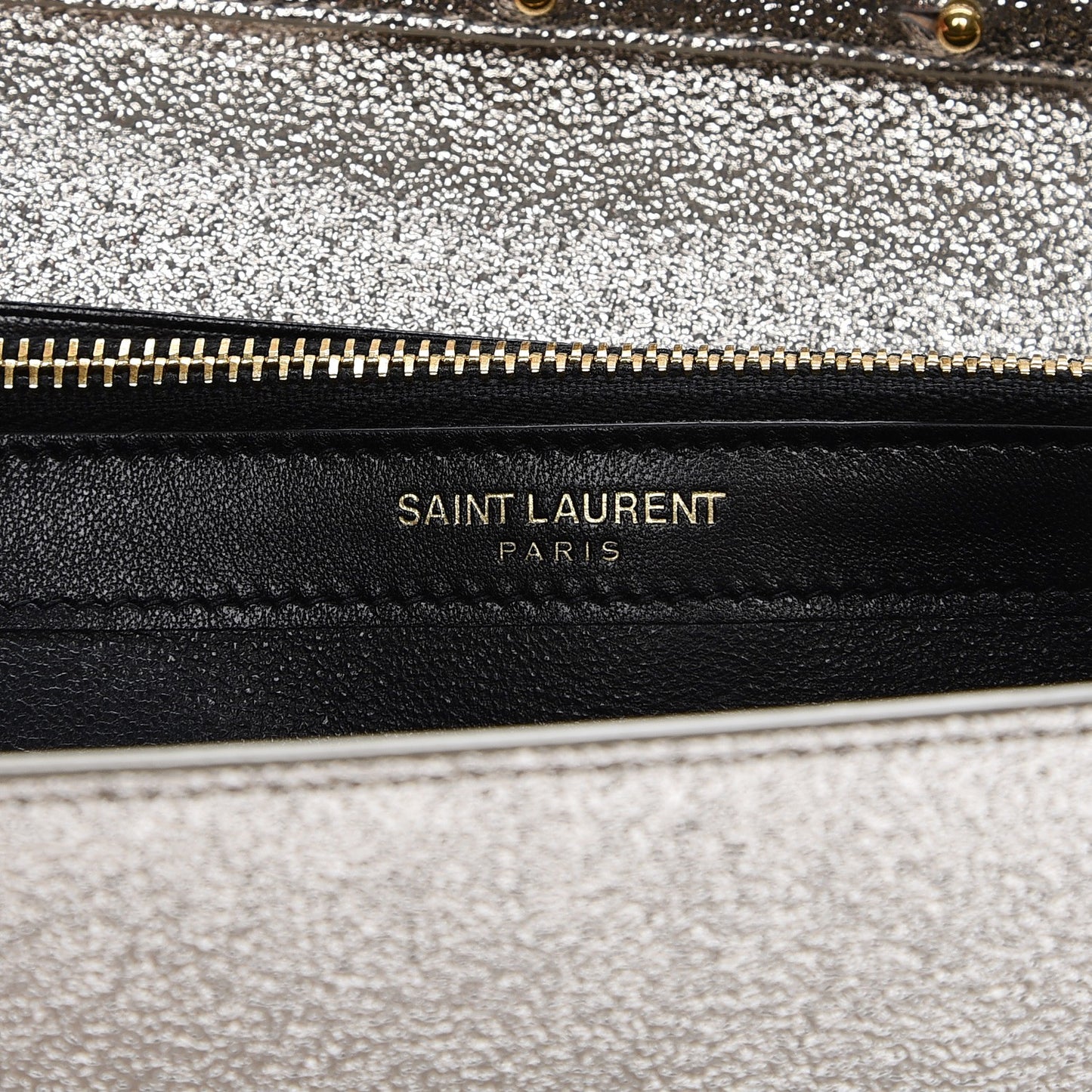 Metallic Calfskin Monogram Chain Wallet Platine