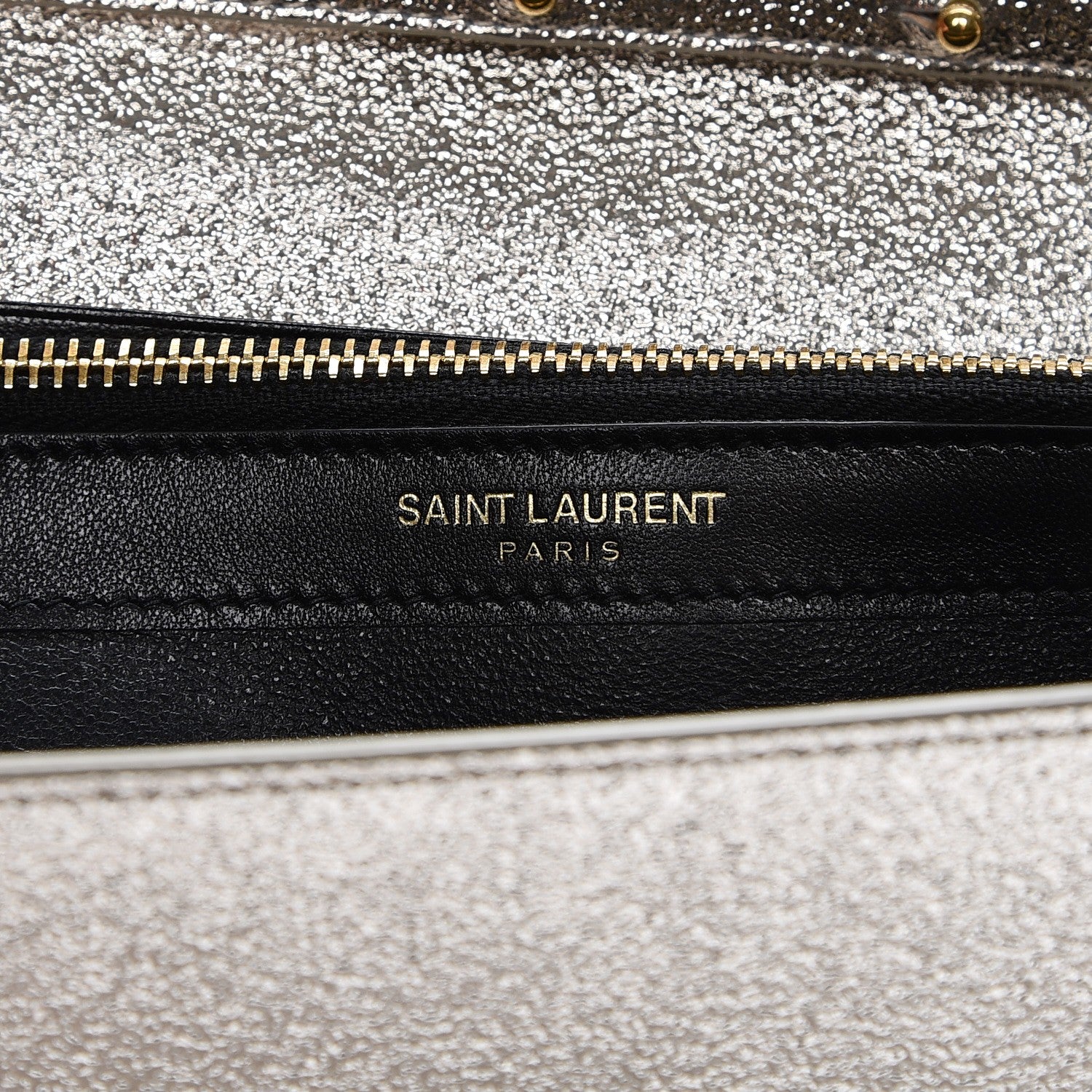 Saint Laurent Metallic Calfskin Monogram Chain Wallet Platine 6 of 7