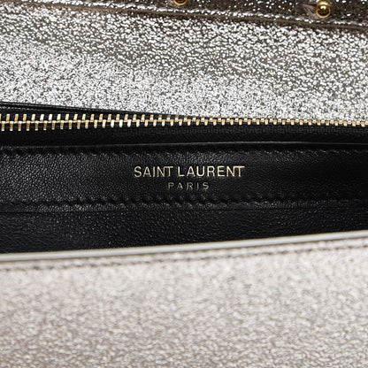 Saint Laurent Metallic Calfskin Monogram Chain Wallet Platine 6 of 7