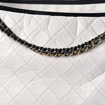 Chanel Aged Calfskin Quilted Maxi Gabrielle Hobo White Black 8 of 11