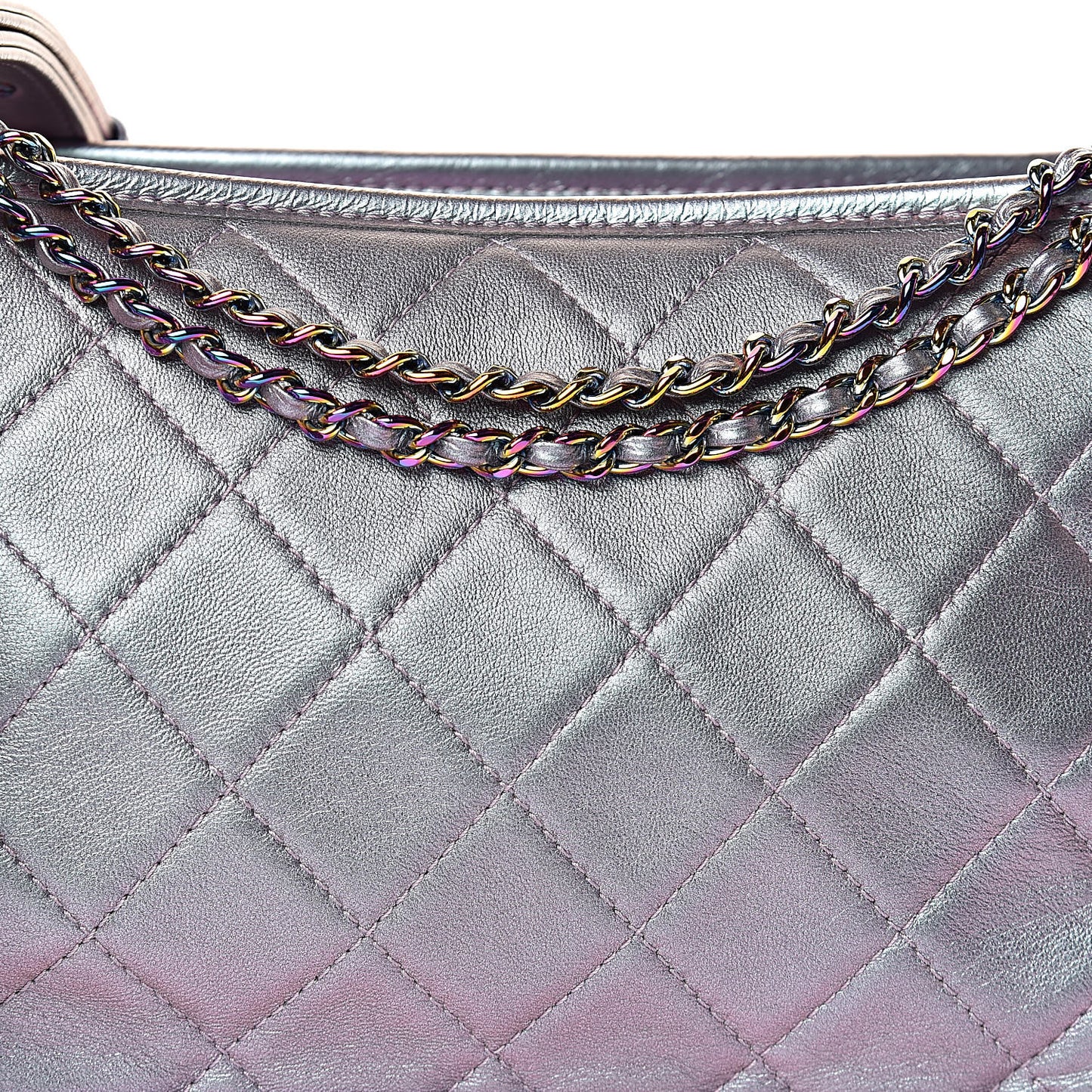 Iridescent Lambskin Calfskin Quilted Medium Gabrielle Hobo Light Purple