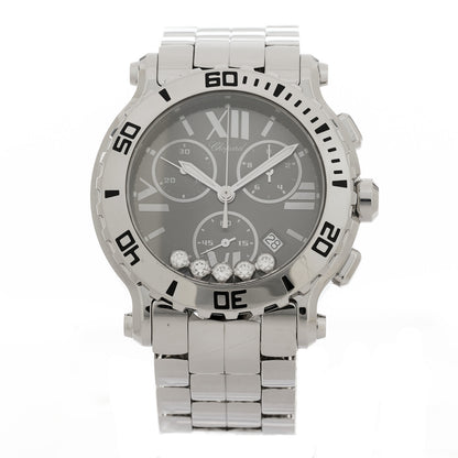 Chopard Stainless Steel 5 Diamond 42mm Happy Sport Chronograph Quartz Watch Brown 1 of 4