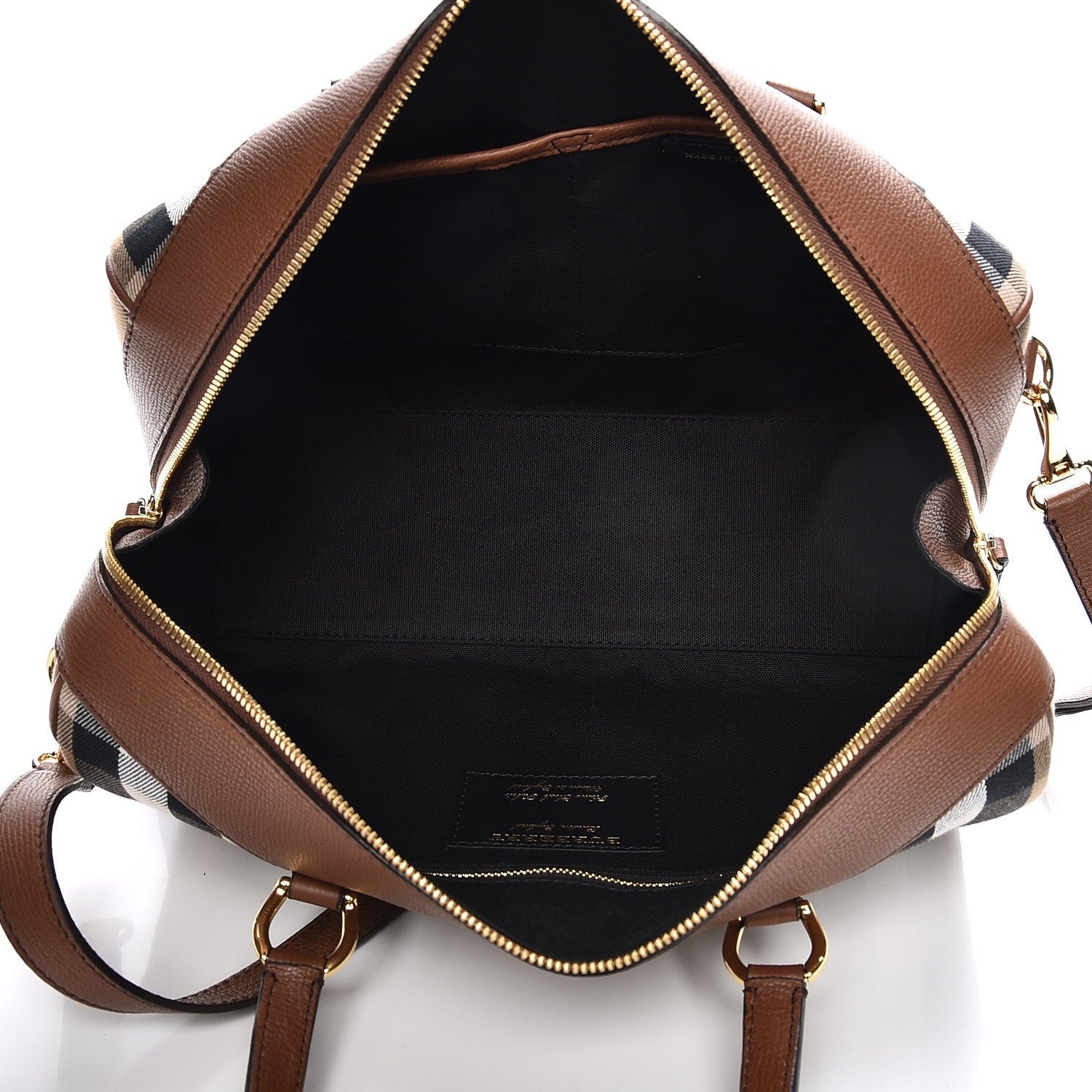 Burberry House Check Derby Calfskin Medium Alchester Bowling Bag Tan 6 of 9