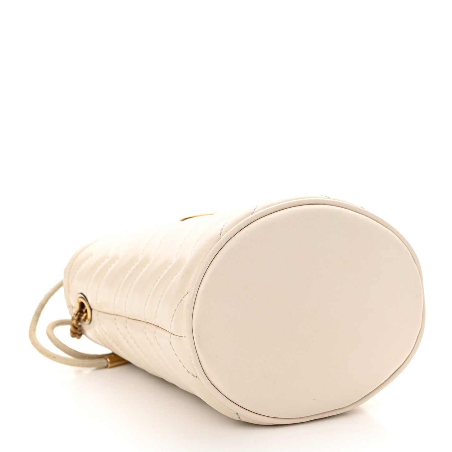 Calfskin Matelasse Mini GG Marmont 2.0 Bucket Bag White