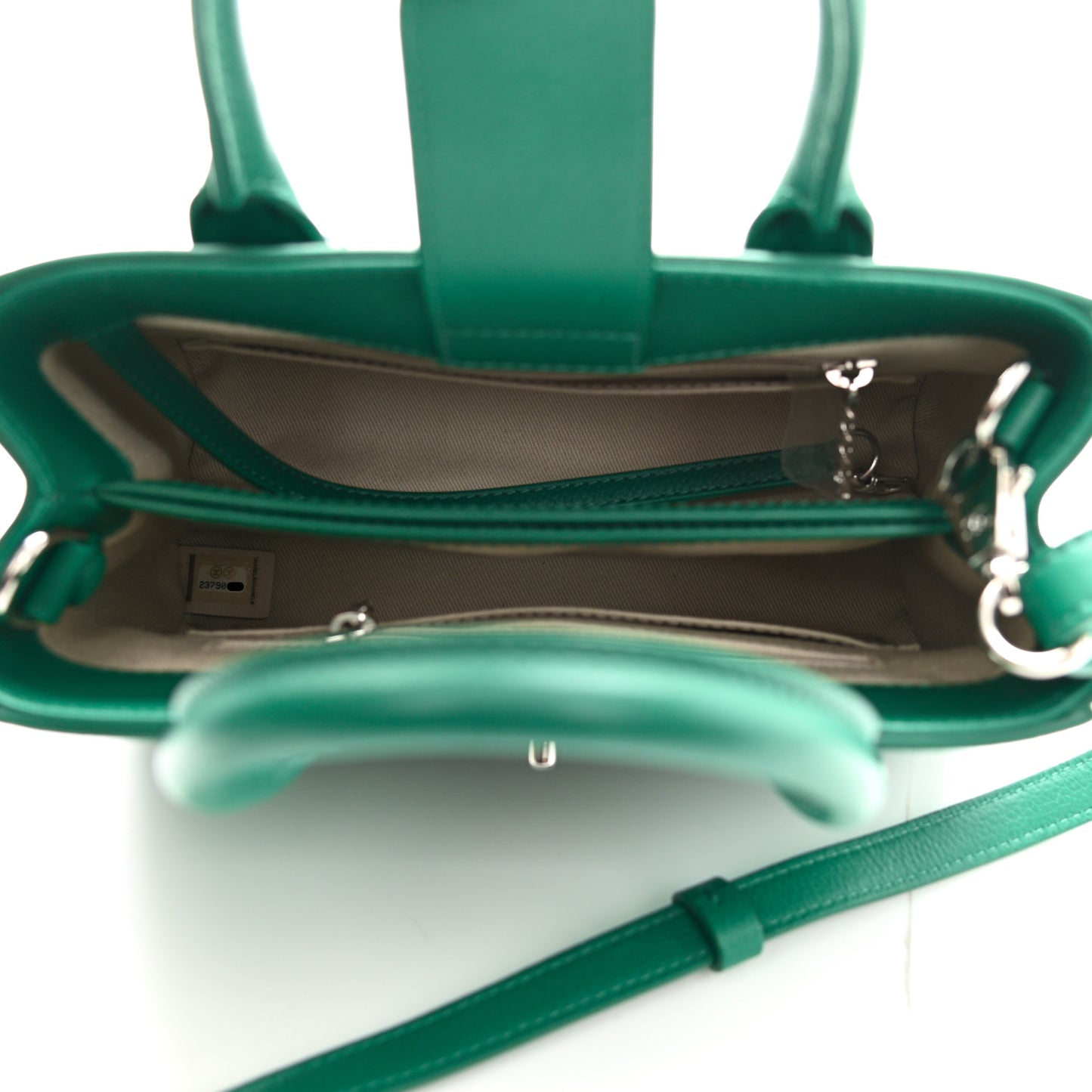 Grained Calfskin Mini Neo Executive Shopper Tote Green
