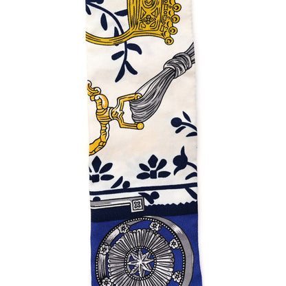 Hermes Silk Etriers Remix Twilly Marine White Or 5 of 5