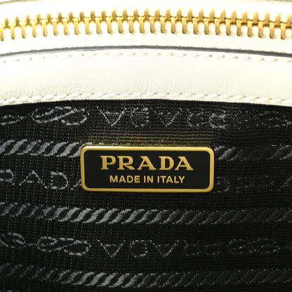 Prada Saffiano Lux Logo Embossed Medium Shoulder Tote Handbag White 6 of 8