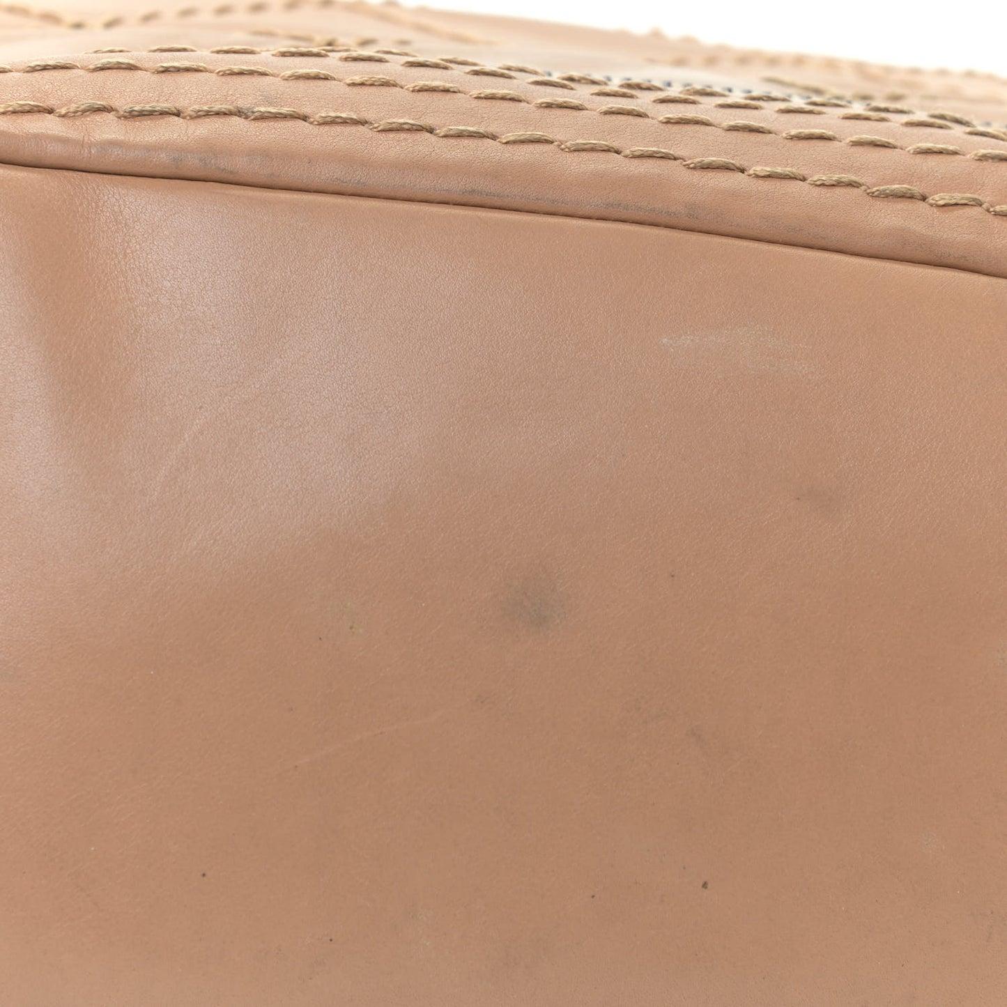 Lambskin Stitched Expandable Tote Beige