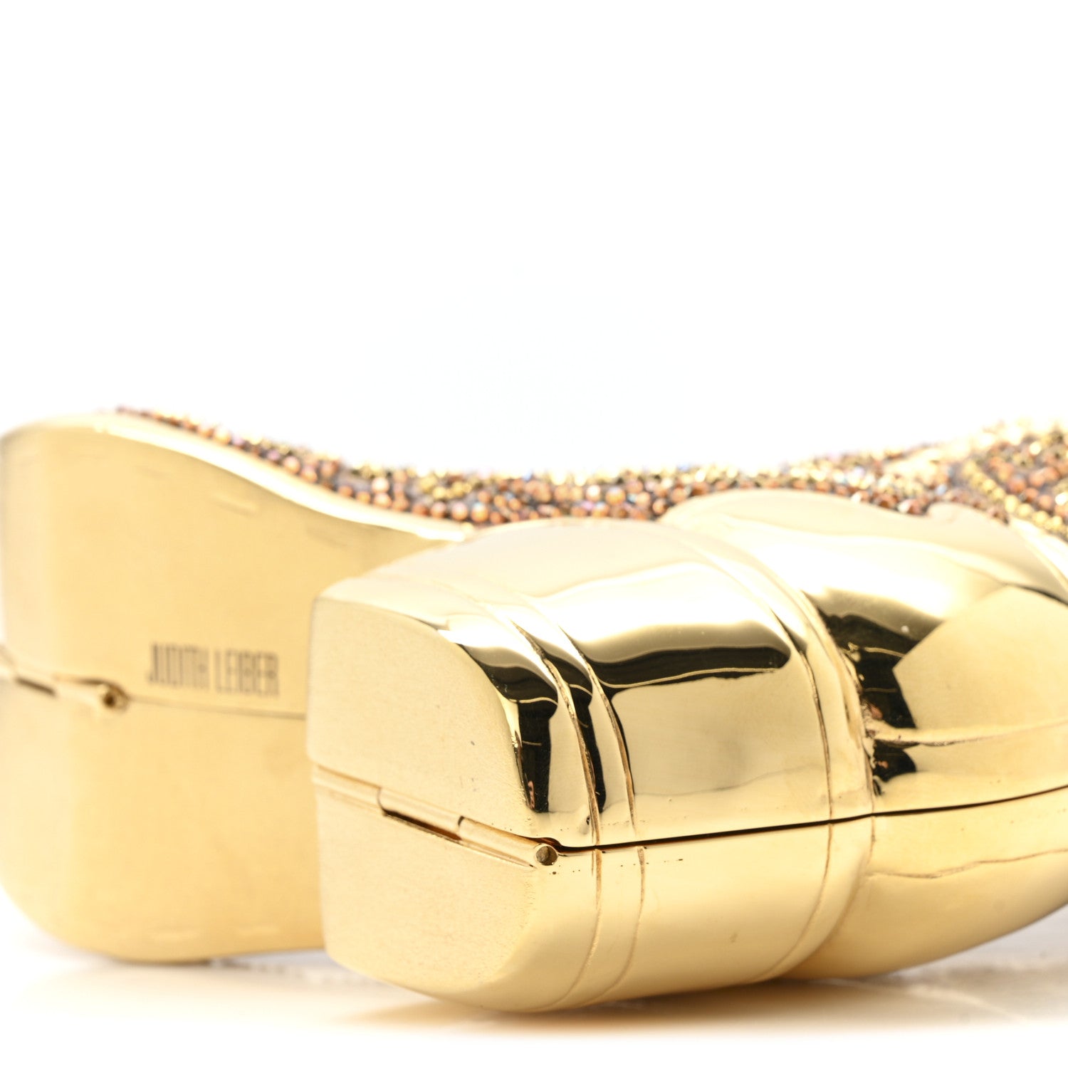 Judith Leiber Swarovski Crystal Cowboy Boot Austin Minaudiere Clutch Gold Brown 10 of 11