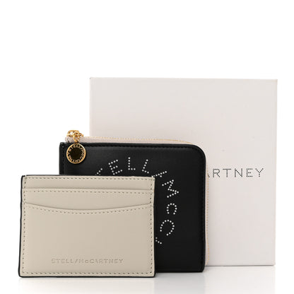Stella McCartney Eco Alter Nappa Perforated Logo Zip Around Card Holder Wallet Black 3 of 8