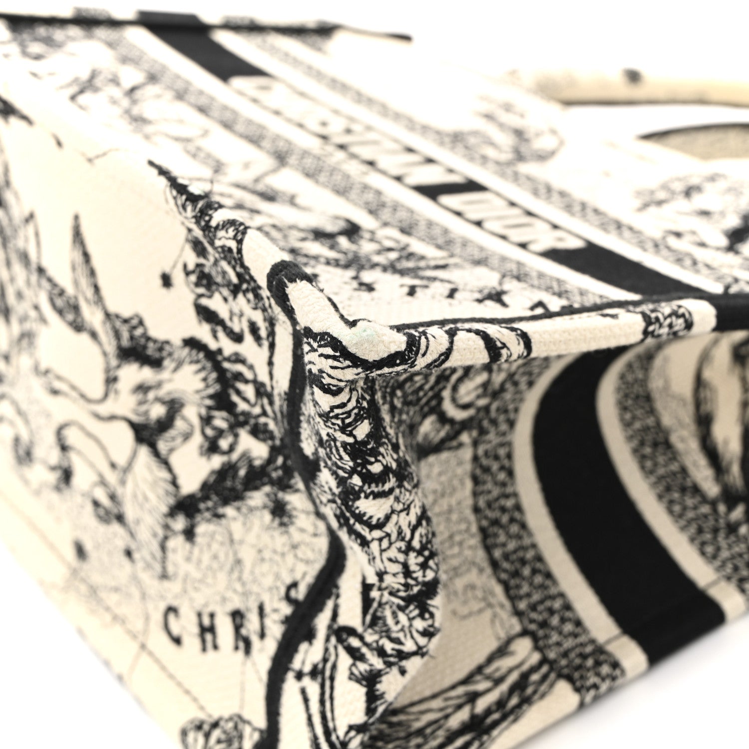 Christian Dior Canvas Embroidered Small Zodiac Toile De Jouy Book Tote Latte 11 of 15