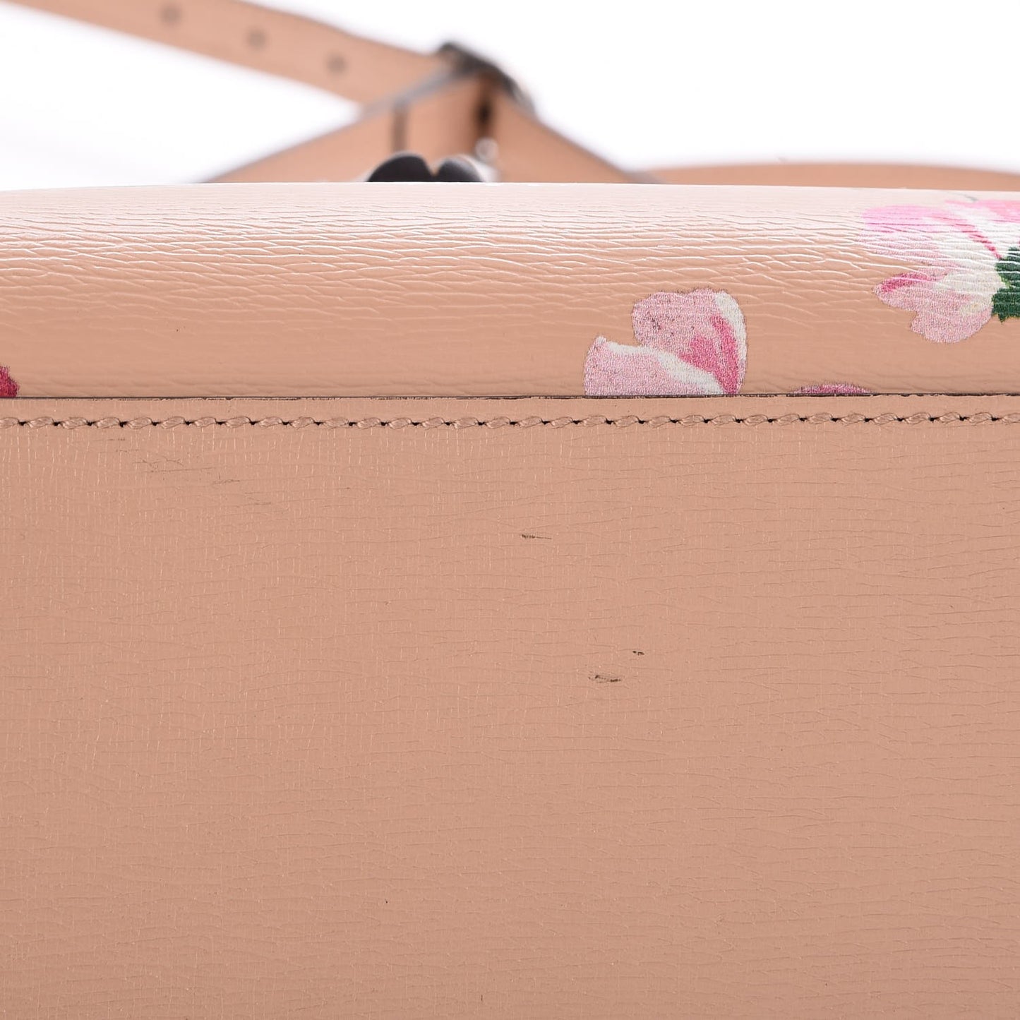 Shangai Calfskin Blooms Print Small Bamboo Daily Top Handle Bag Pink Apricot Multicolor
