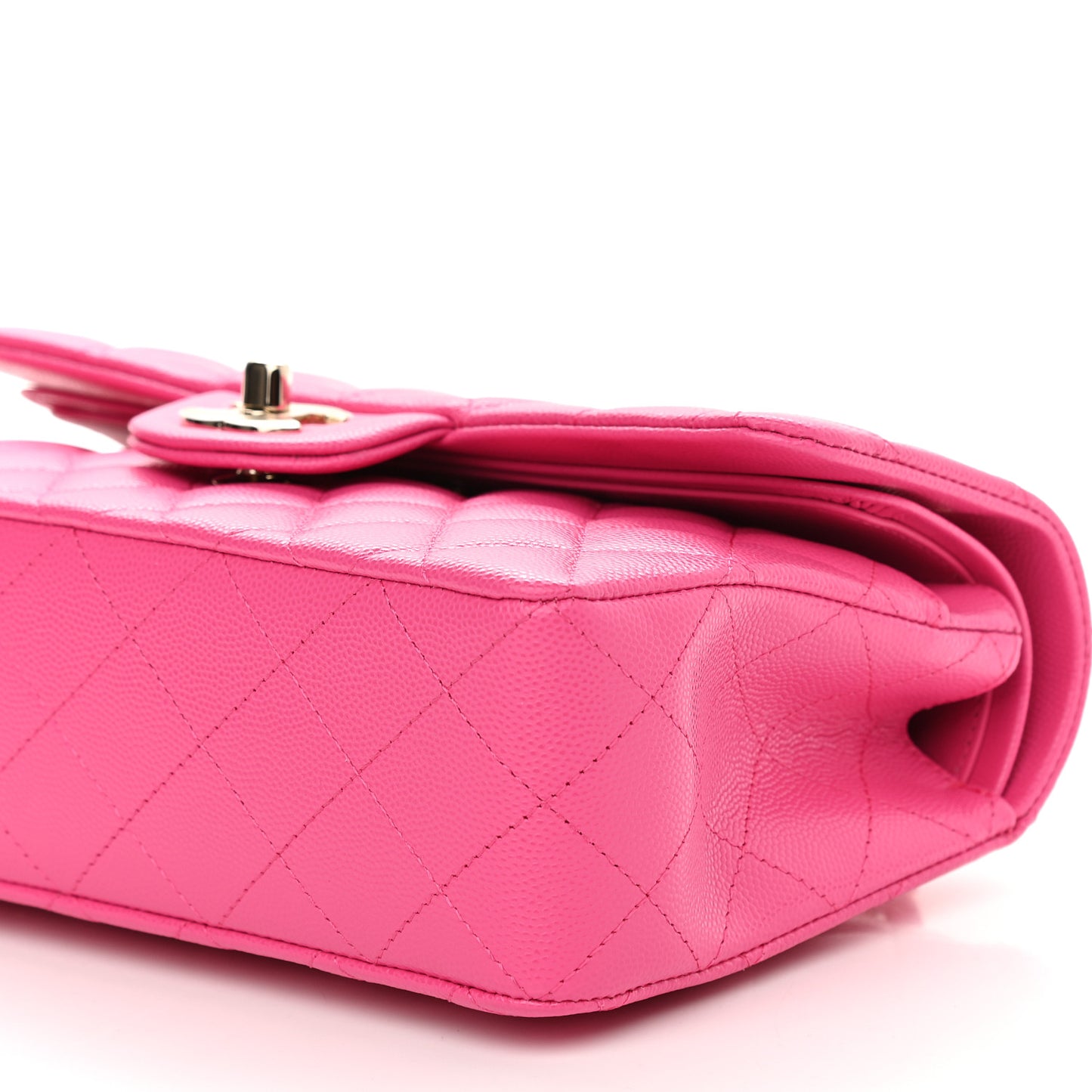 Caviar Quilted Small Double Flap Dark Pink