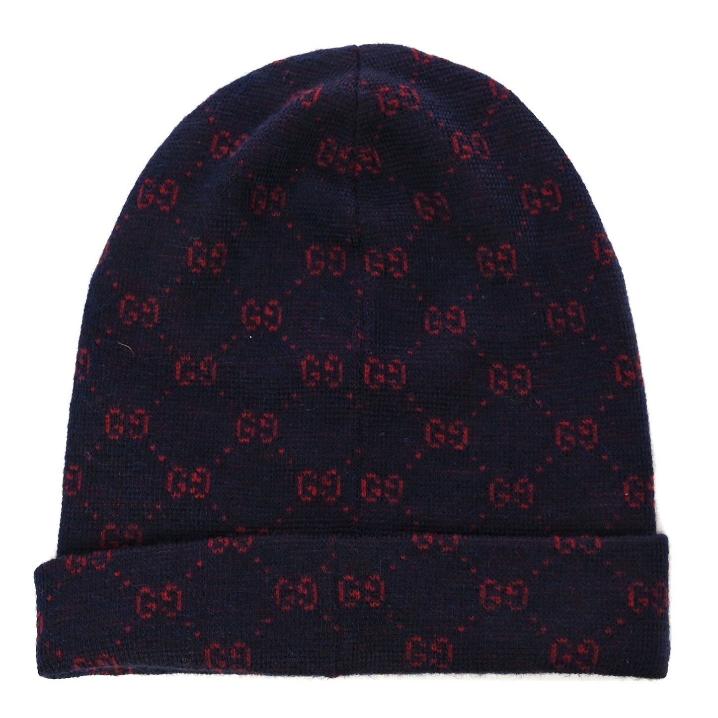Wool Alpaca GG Monogram Beanie Hat M Navy