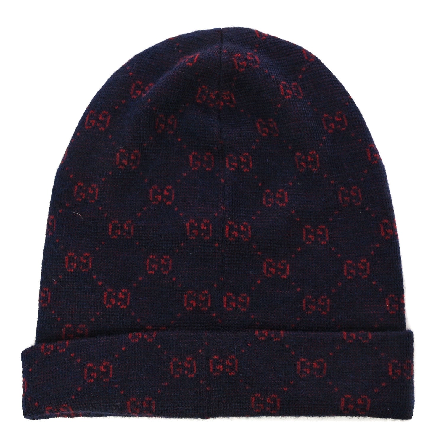 Gucci Wool Alpaca GG Monogram Beanie Hat M Navy 2 of 10