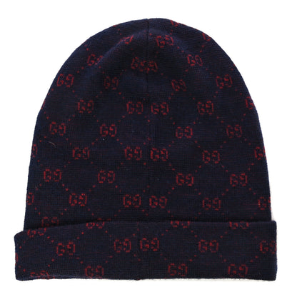 Gucci Wool Alpaca GG Monogram Beanie Hat M Navy 2 of 10