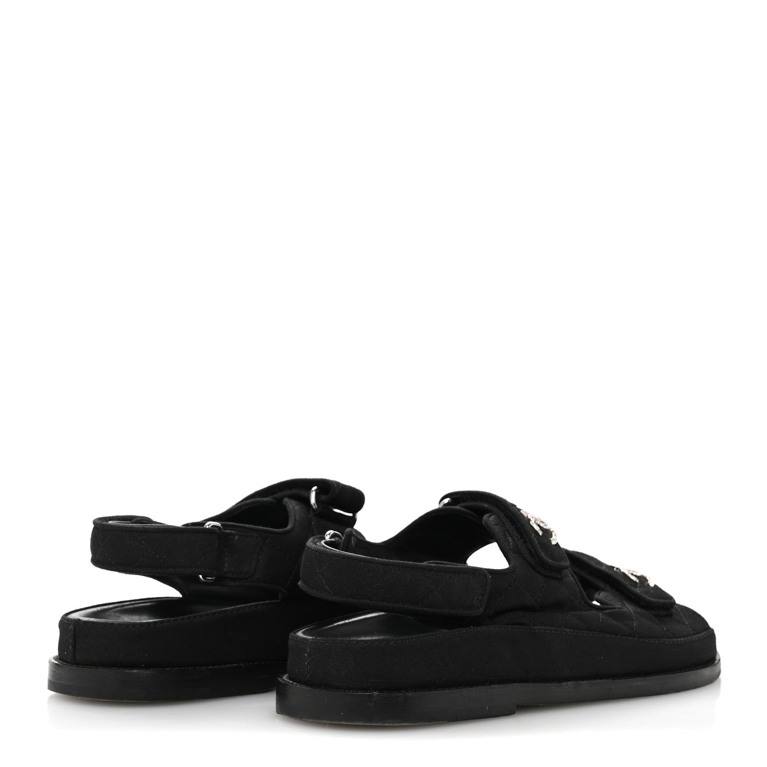 Chanel Mixed Fibers Velcro Dad Sandals 37.5 Black 5 of 9