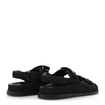 Chanel Mixed Fibers Velcro Dad Sandals 37.5 Black 5 of 9