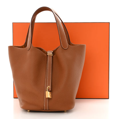 Hermes Taurillon Clemence Picotin Lock 22 MM Gold 11 of 11