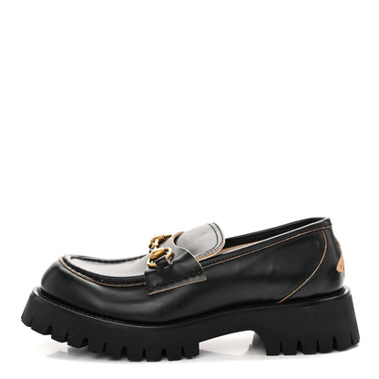 Gucci Cordovan Lux Womens Harald Horsebit 25mm Platform Loafers 36 38 Black 1 of 13