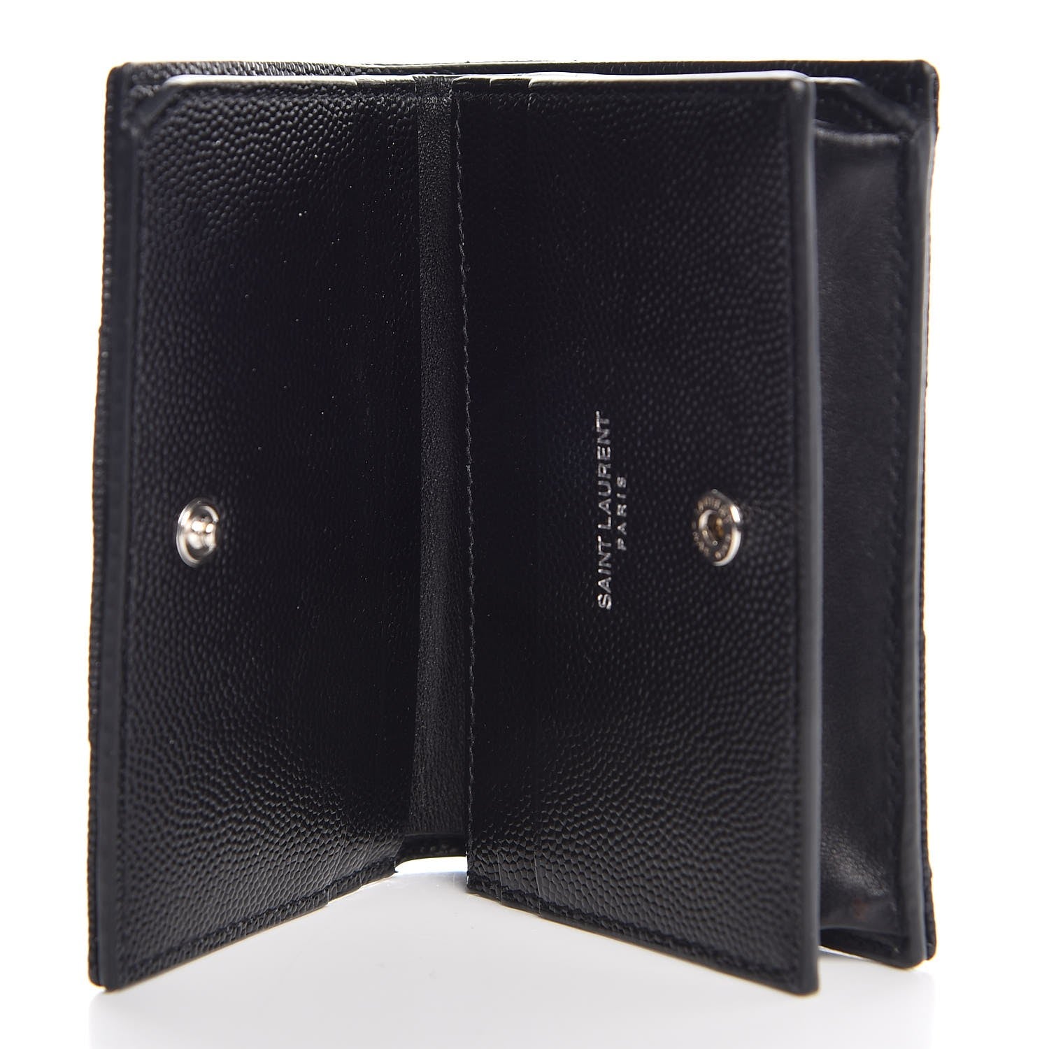 Saint Laurent Grain De Poudre Matelasse Chevron Monogram Card Case Black 5 of 9