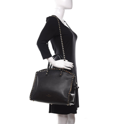 Valentino Garavani Vitello Rockstud Dome Shopper Black 2 of 16