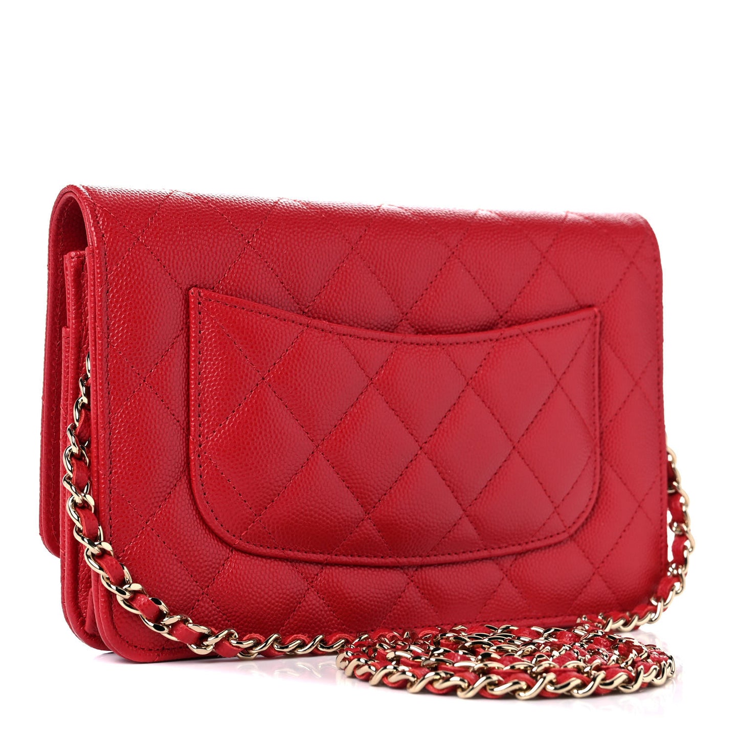 Caviar Quilted Wallet On Chain WOC Red