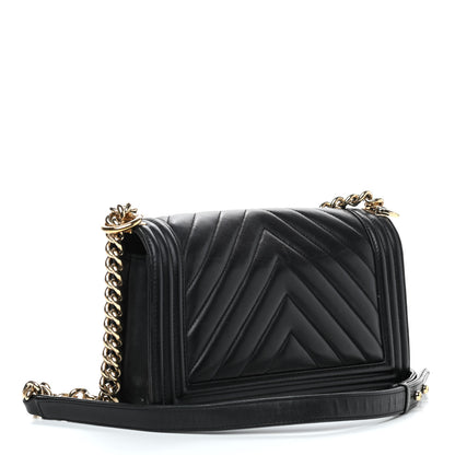 Chanel Calfskin Chevron Quilted Medium Boy Flap Black 3 of 11