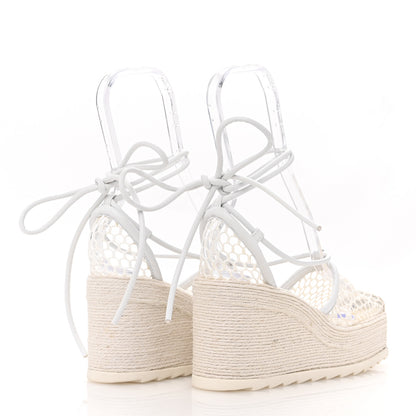 Bottega Veneta Mesh Lambskin Sporty Web Stretch Ankle Tie Espadrilles 37 Optic White 5 of 9