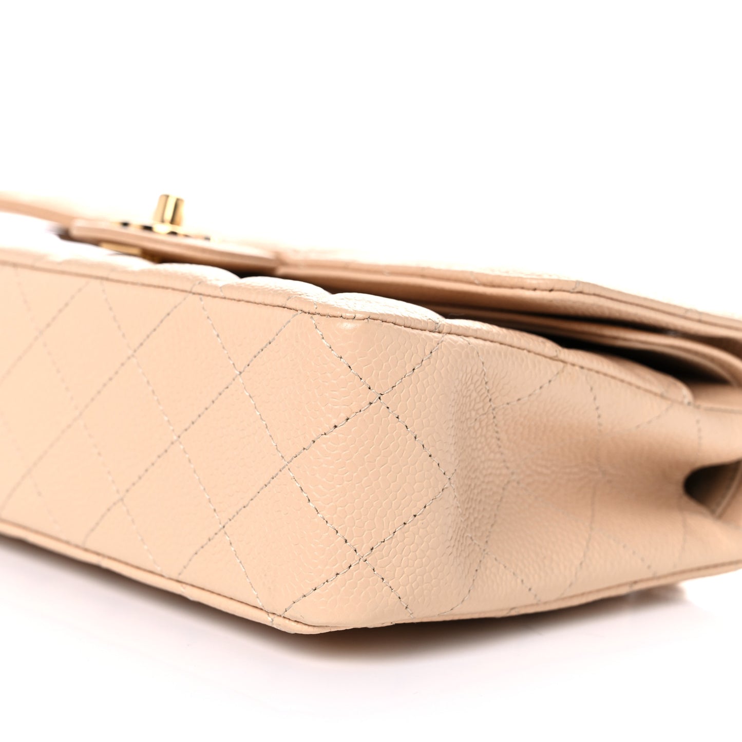 Caviar Quilted Medium Double Flap Beige Clair