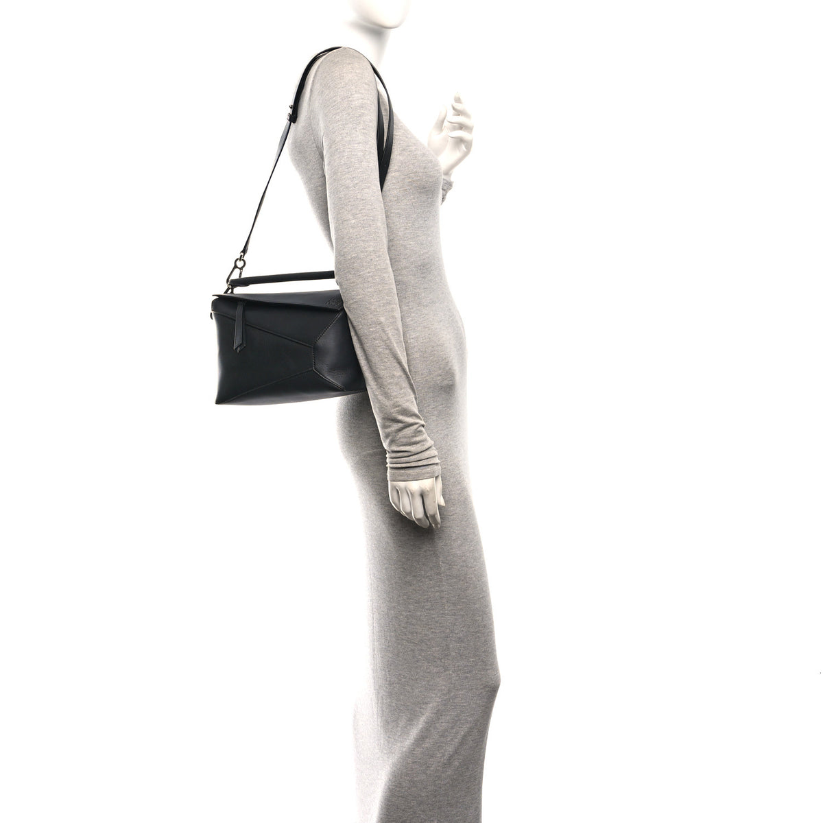 Calfskin Small Puzzle Edge Bag Black