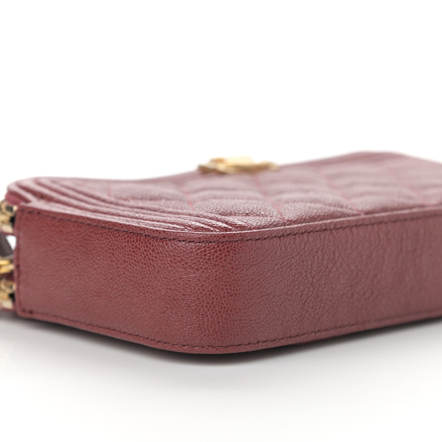 Caviar Quilted Small Boy Clutch With Chain Burgundy