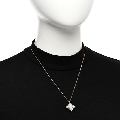 Roberto Coin 18K Yellow White Gold Diamond Turquoise Venetian Princess Pendant Necklace 2 of 4