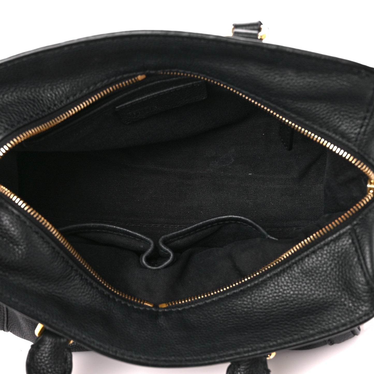 Pebbled Calfskin Small Skull Padlock Zip Around Tote Black