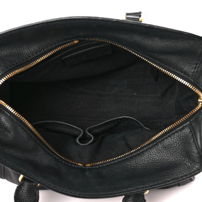 Alexander McQueen Pebbled Calfskin Small Skull Padlock Zip Around Tote Black 5 of 14