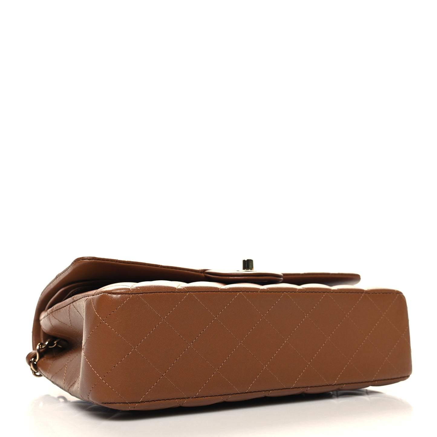 Lambskin Quilted Medium Double Flap Brown