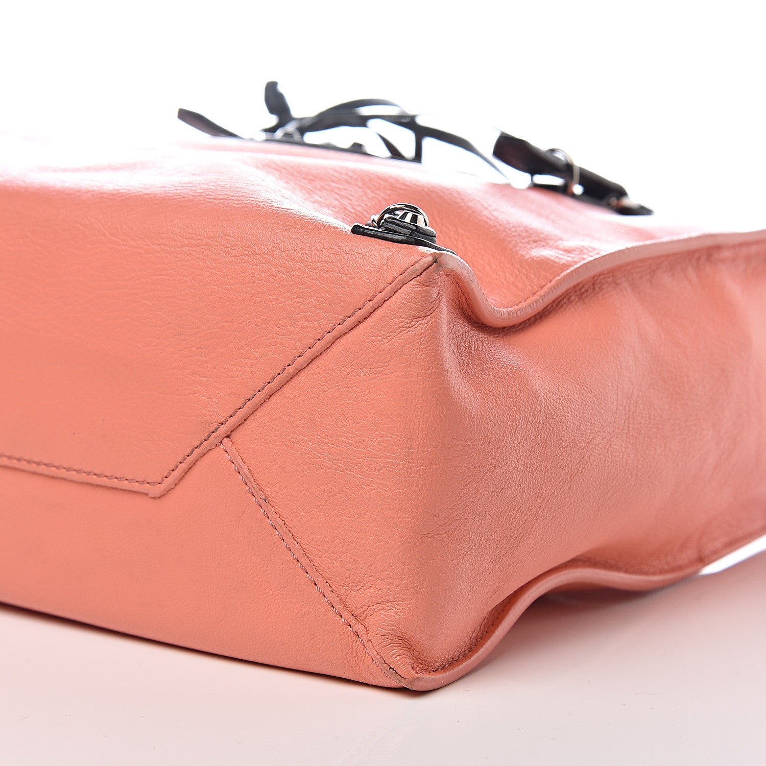 Balenciaga Veau Souple Bi-Color Papier Mini A4 Zip Around Tote Rose Azalee Black 8 of 9