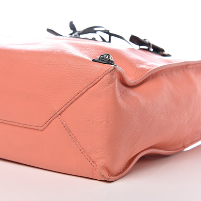 Balenciaga Veau Souple Bi-Color Papier Mini A4 Zip Around Tote Rose Azalee Black 8 of 9